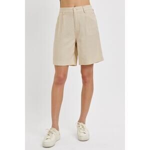 RISEN High Rise Pleated Front Shorts - RDNS8072 - Size Medium
